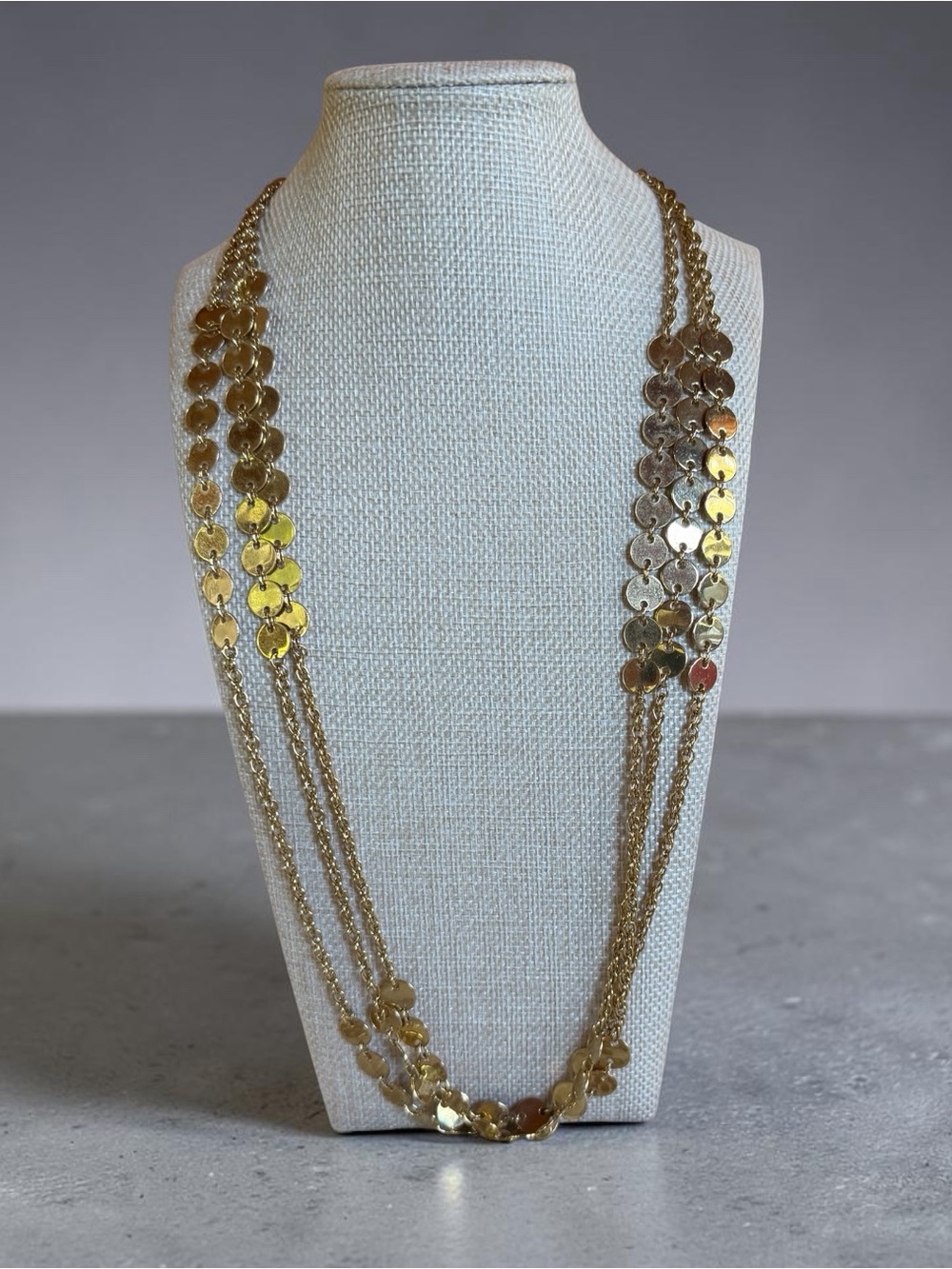 Gold Layered Disc Chain Necklace for Women